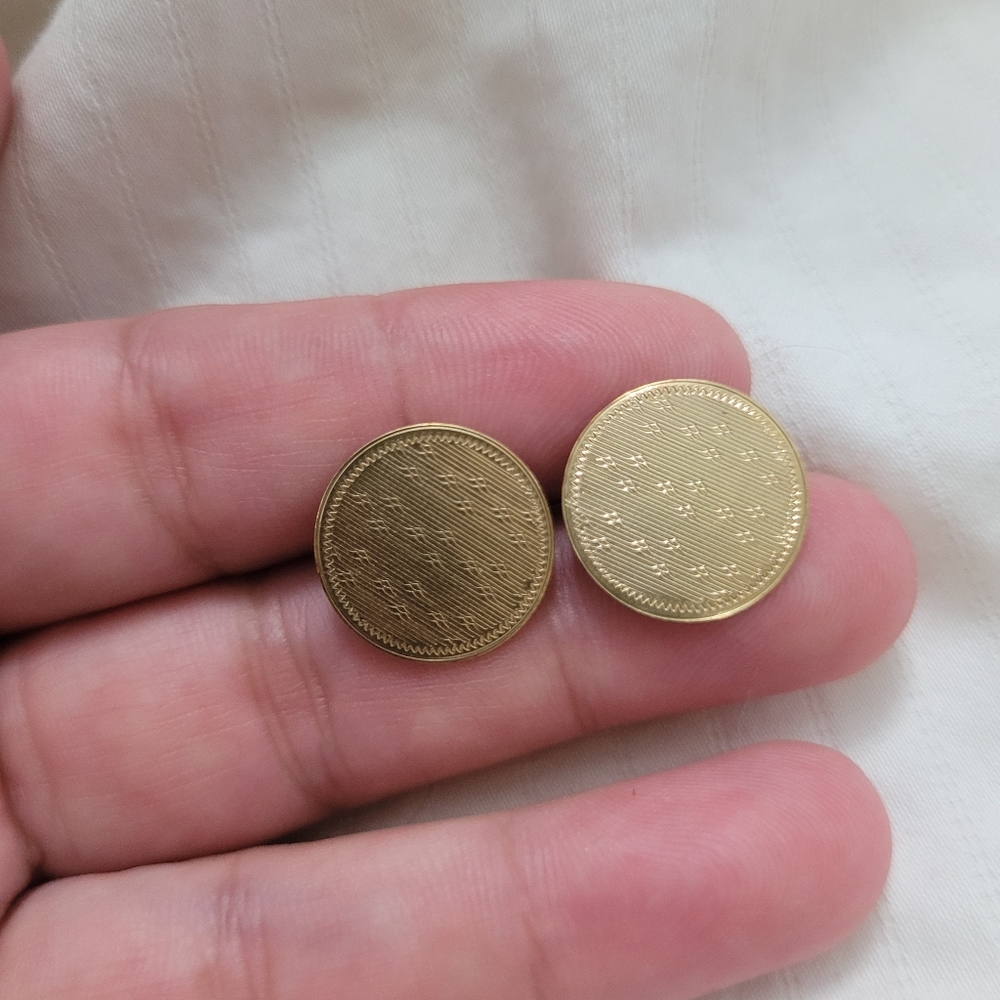 5.25 Grams 10K Gold Signed Vintage Timeless Patterned Textured Cufflinks - Picture 5 of 7